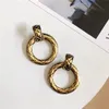 Vintage grote ronde cirkel gouden oorbellen geweven knop geometrische voor vrouwen verklaring partij sieraden stud