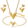 Not Faded Classic Design Women Mens Hip Hop V Letter Stud Earings Necklaces Bracelets Rock Punk Round Wedding Gift Wholesale