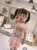 Новые 2021 летние моды детские платья для девочек хлопок мультфильм медведь с коротким рукавом уютные дети принцессы платье 2-10 лет G1218