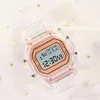 Wristwatches Fashionable Boys And Girls Children Korean Version Of Simple Transparent Small Square Luminous Alarm Clock LED Electronic Watch