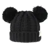 Knit Kid Crochet Beanies Hat With 2 Balls Girls meninos inverno pompom mok taps 13 cores8712913