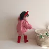 Moda criança meninas conjunto de roupas de bebê xadrez de manga completa camisa e bloomer 2 pcs coagulação s roupas de meninos 210429