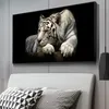 Africain Lion Lion Leopard Animaux Face sur toile PEINTURES MUR ARTS AFFICHES ET IMPRESS