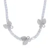 Iced Out Butterfly Tennis Chain Cubic Zirconia choker Necklace Men Women Fashion Jewelry