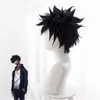 Anime min hjälte akademia dabi peruk cosplay kostym boku ingen kort svart syntetiskt hår halloween partywigs + wig cap y0913