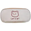 Canvas pencil bags large capacity student simple pencils case girl heart stationery box different styles
