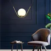 Postmodern minimalist creative glass ball pendant lamp living room restaurant designer V-shaped tube bar small hanging lamp