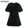 Women Chic Fashion Loose-fitting Short Sleeves Velvet Mini Dress V Neck Side Zipper Female Dresses Mujer 210420