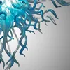 북유럽 품질 핸드 블로우 유리 램프 Dale Chihuly 스타일 샹들리에 조명 아쿠아 블루 LED 플러시 마운트 펜던트 전등 24 x 20 인치