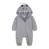 Cartoon Shark Mit Kapuze Overalls Säuglingsspiel Outfits Baumwolle Zipper kleinkind Herbst Overall Neugeborenen Einteiliges M3617