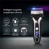 USB-oplaadbare elektrische roestvrij staal scheermachine Mannen 3D Triple Drijvende Blade Razor Shaver Barbeador Eletrico