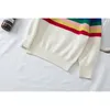 Langarm Regenbogen gestreift stricken Kinder Säuglingspullover Baby Mädchen Pullover Kleinkind Jungen Mantel Baumwolle Kinderkleidung 1-7Y 210521