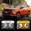 2PCS For Mitsubishi Triton L200 2019 2020 2021 LED DRL Daytime Running Lights Fog Lamp Cover with Yellow Turn Signal Lamp