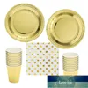 60pcs/set Happy Birthday Party Tableware Gold Silver Paper Plate Cup Napkin Wedding Baby Shower Kids Decoraiton Disposable Dinnerware Factory price expert design