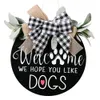 Welcome Sign Front Door Round Wood Hanger DOGS CATS Wooden Garden Decorations Farmhouse Ornament2257