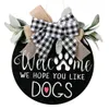 Welcome Sign Front Door Round Wood Hanger DOGS CATS Wooden Garden Decorations Farmhouse Ornament