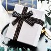 StoBag Small White Thick Valentines Day Gift Box With Ribbon es 10.7x9.8x3.5cm Makeup Packing Decoration 210602