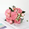 Dekorativa blommor kransar konstgjorda pionblomma vintage siden liten ros för bröllop som håller falska festival leveranser hembord dekoratio