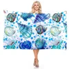 Grande serviette de plage bleu de la mer profonde conque serviette de bain rectangulaire microfibre micro-yoga absordent tape extérieure serviette de voyage2522