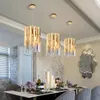 Pequena rodada ouro k9 cristal moderno lâmpadas lustres lâmpadas para sala de estar cozinha sala de jantar quarto bedside luxo iluminação interior