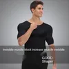 Herrkroppsformare Män Skala Fake Muscle Enhancers Top ABS Osynliga Pads Bröstkorg Mjuk skydd Manlig Fitness Muskulös Undertröja