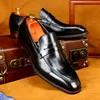 Sapatos de vestido Phenkang Homens Italian Wingtip Couro Genuíno Oxford Pointed Toe Slip On Wedding Business Mens Platform