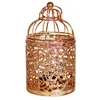 Portacandele Tea Light Lanterna appesa Gabbia per uccelli Artigianato Decorativo per la casa Supporto durevole Placcatura in ferro Ornamento in stile europeo