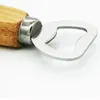 Stainless Steel Wooden Handle Red Wine Beer Bottle Opener Handheld Bartender Soda Glass Cap Openers Kitchen Bar Tools KD