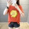 Flor impressão tshirt verão camisa solta fashion manga curta feminino roupas coreanas EE femme 210615