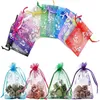 100pcs / lot organza 가방 투명 샘플 Drawstring 파우치 저장 가방 결혼 생일에 대 한 크리스마스 쥬얼리 선물