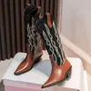 Buty wysokie drukowanie na uda 2021 Vintage Casual Fashion Women Korean Winter