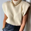 Gilet corto da donna elegante maglione corto da donna dolcevita lavorato a maglia streetwear femminile chic spalline 210427