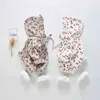 Cherry Cute Outfits Overalls Fashion Lovely born Baby Spring Clothes Girl Floral Bodysuit Jumpsuit With Hat Set 210429