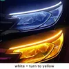 Strips 2pcs LED DRL Car Daytime Running Light Flexible Waterproof Strip Auto Headlights White Turn Signal Yellow Brake Flow Lights 12V