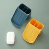 2in1 Wall-mounted Soap Box Toothbrush Toothpaste Storage Rack Multifunctional Seamless Sticker Tray Drain