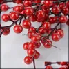 Decorative Wreaths Festive Party Supplies Home & Garden2021 20Pcs Artificial Red Berries Fake Flowers Fruits Berry Stems Crafts Floral Bouqu