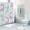Söt roliga barn dinosaurier mönster dusch gardin bad gardiner för badrum badkar färgstarka dino badmattor mattor mattor dekor 210402