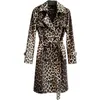 Trenchs de femmes Manteaux de printemps européen pour femmes pour femmes manches longues léopard femmes double boutonnage pardessus femme rétro