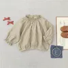 Enkelibb Çocuklar Kız Uzun Kollu Bluz Bahar Yaz Soor PLOOM için Çocuk Vintage Stil Moda Tasarım Tops Bebek Giysileri Ekose 210331