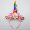 Party Favor Miss Cute Unicorn Headband Women kids Sweet Flower Horn Hair Band Birthday handmade fashion Floral Crown Headwear