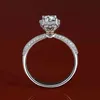 Luxurious Real Moissanite Rings for Women Silver 925 18k Rose Gold Plated Ring 1ct(6.5mm) White D Color Fine Jewelry