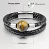 Punkarmband Men Charm echt lederen roestvrijstalen magneet sieraden 16 mm natuursteen kralen armbanden heren cadeau armband