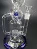 Narghilè d'acqua in vetro verde / blu con filtro Bong Oil Dab Rig Recycler Pipe da fumo 14mm accessori per giunti femminili