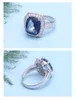 Gems ballett Luxury Rectangle 6.22ct Natural Iolite Blue Mystic Quartz Gemstone Ring 925 Sterling Silver Ringar för Kvinna Smycken