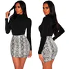 Sexy Women leather Snake Print Skirt Summer High Waist Mini Skirt Short Pencil Bodycon Femme Slim Package Hip Plus Size 210426