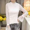 Women clothing Autumn Spring Fashion Women's Blouse Shirts Long Sleeve White Lace Shirt Hollow out blusas Tops 804H 210420