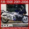 OEM-carrosserie voor Yamaha FJR-1300 FJR 1300 A CC FJR1300A 01-06 Moto Bodys Blue Silver 106NO.31 FJR1300 01 02 03 04 05 06 FJR-1300A 2001 2002 2003 2004 2005 2006 Fairing Kit