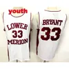 Nikivip Shipping From US # Youth Kids Lower Merion 33 Bryant High School Basketball Jersey All Stitched Red White Black Size S-XL High Quality