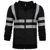 남자 재킷 남자 남성 줄무늬 패치 워크 후드가있는 재킷 스키 후드 반사 가시성 작업복 코트 컬러 블록
