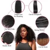 Brésilien Kinky Curly 3 Bundles avec fermeture 4x4 12A 100% cheveux humains non transformés Fermeture à lacet Partie libre Couleur naturelle de haute qualité